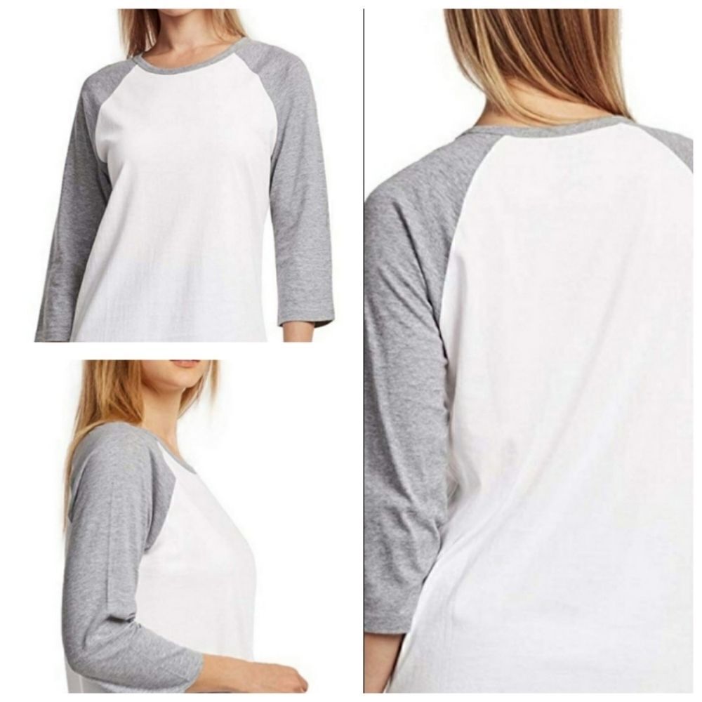 Two-toned Quarter Sleeve Baseball T-Shirt White/Gray